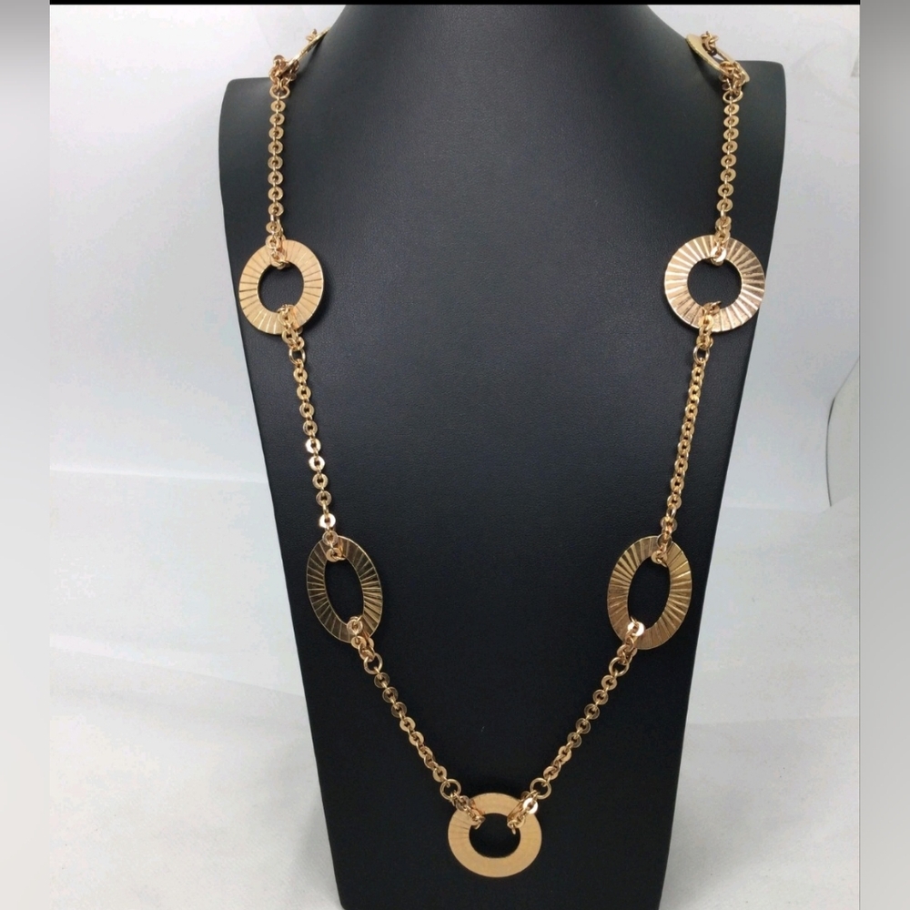 Bronze Milor Italy Ribbed Long Chain Necklace EUC 36"